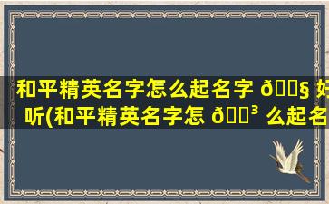 和平精英名字怎么起名字 🐧 好听(和平精英名字怎 🌳 么起名字好听男生)